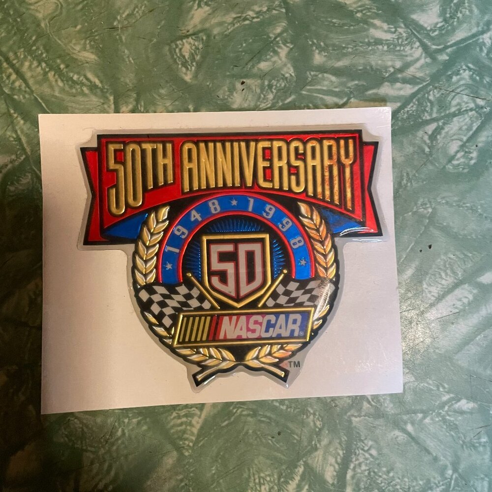 *♪ NASCAR 50th Anniversary 1948-1998 Metallic Unused Decal Sticker - Unused *♪